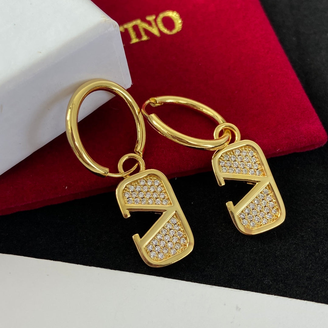 Sparkling Diamond Monogram Earrings