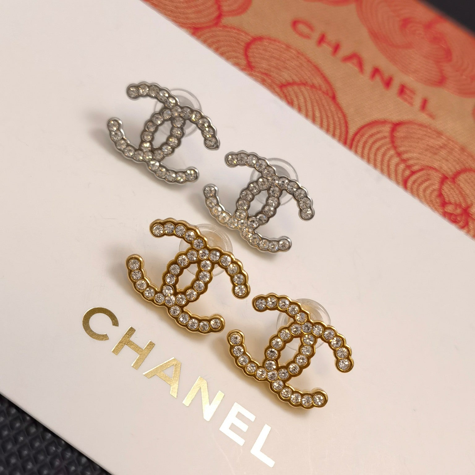 2-Color Diamond Logo Earrings