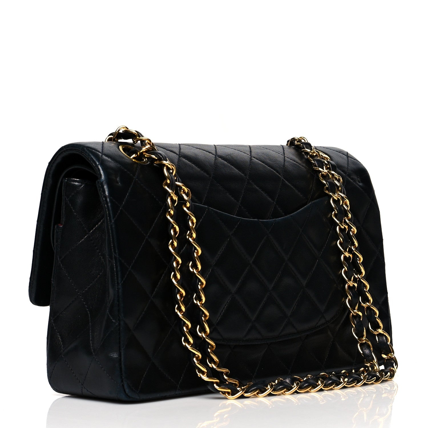 Lambskin Quilted Medium Double Flap Black