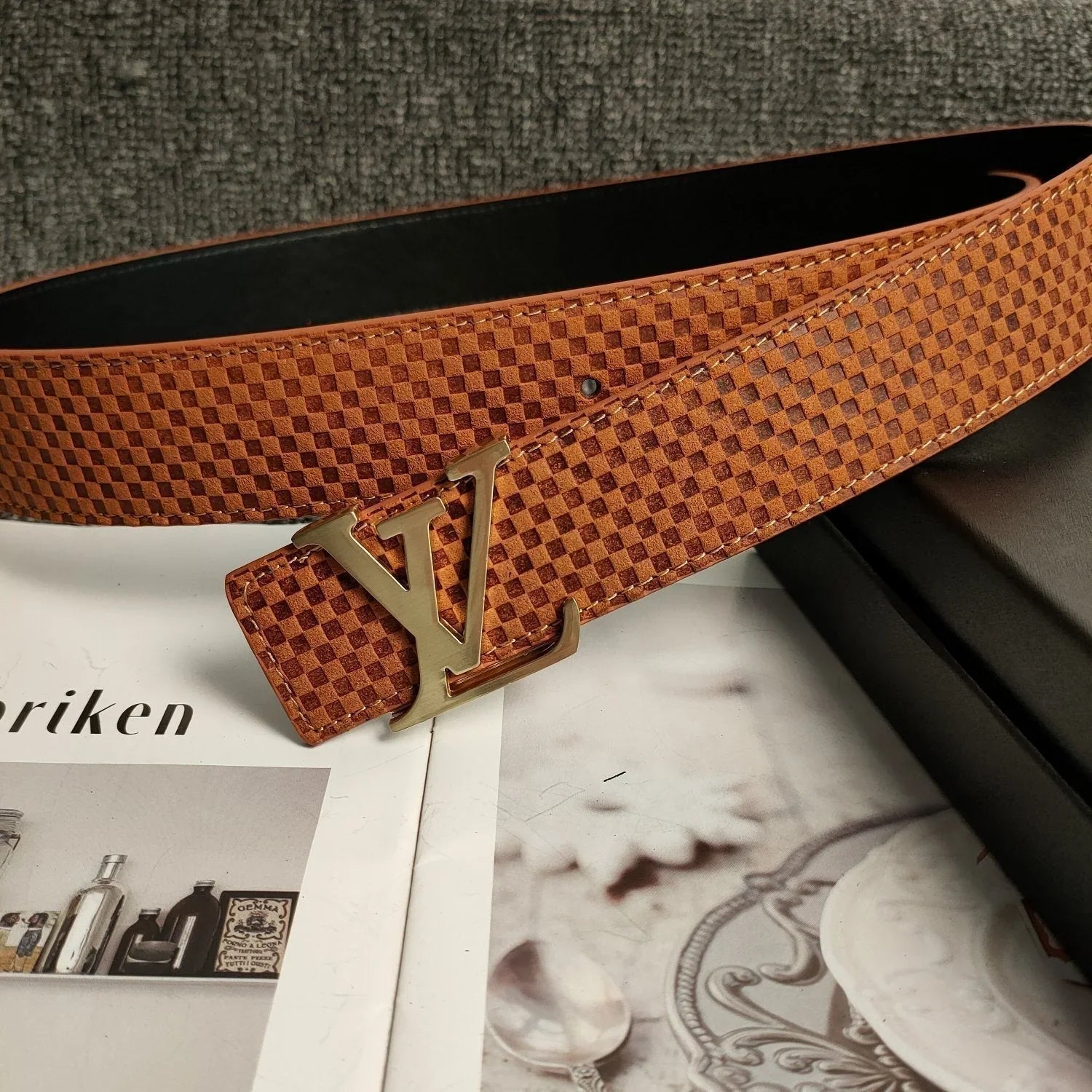 3 Colors Luxury Orange Leather Belt