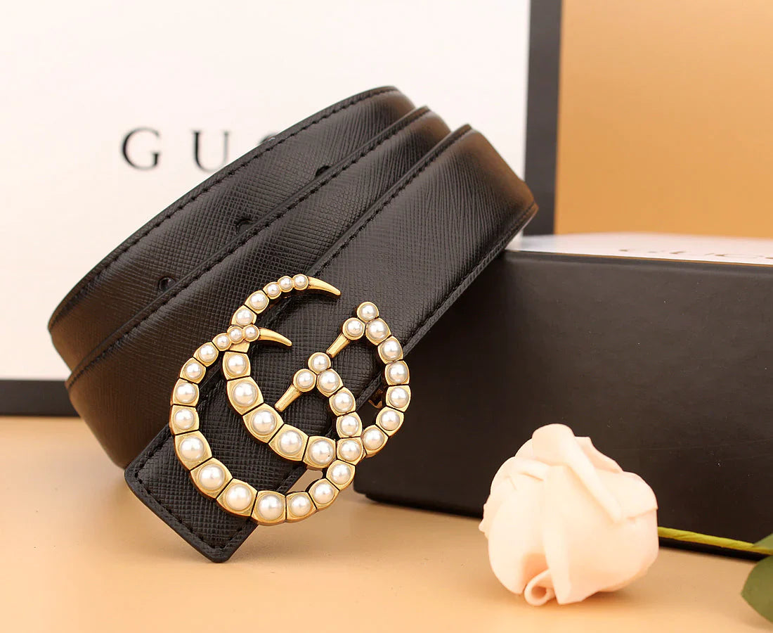 2 styles of luxury double G pearl belt