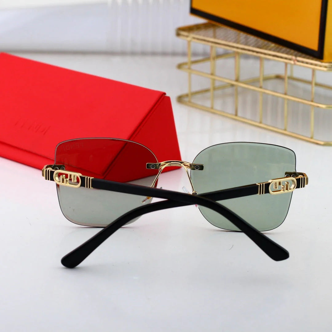 Polygonal rimless cut-edge sunglasses