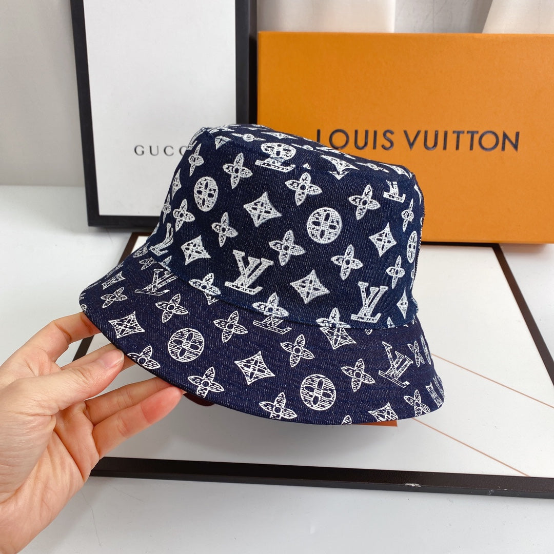 Monogram Print Denim Bucket Hat