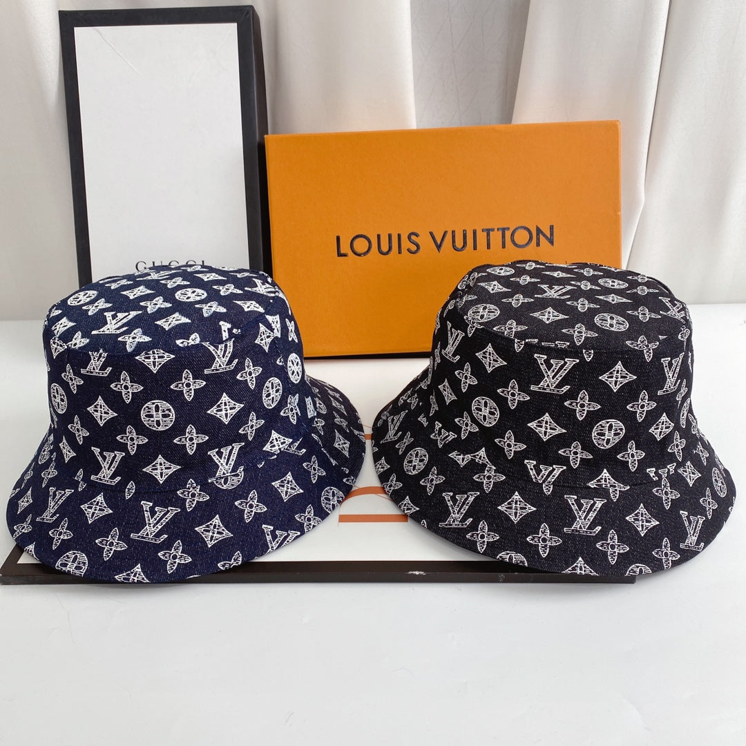 Monogram Print Denim Bucket Hat