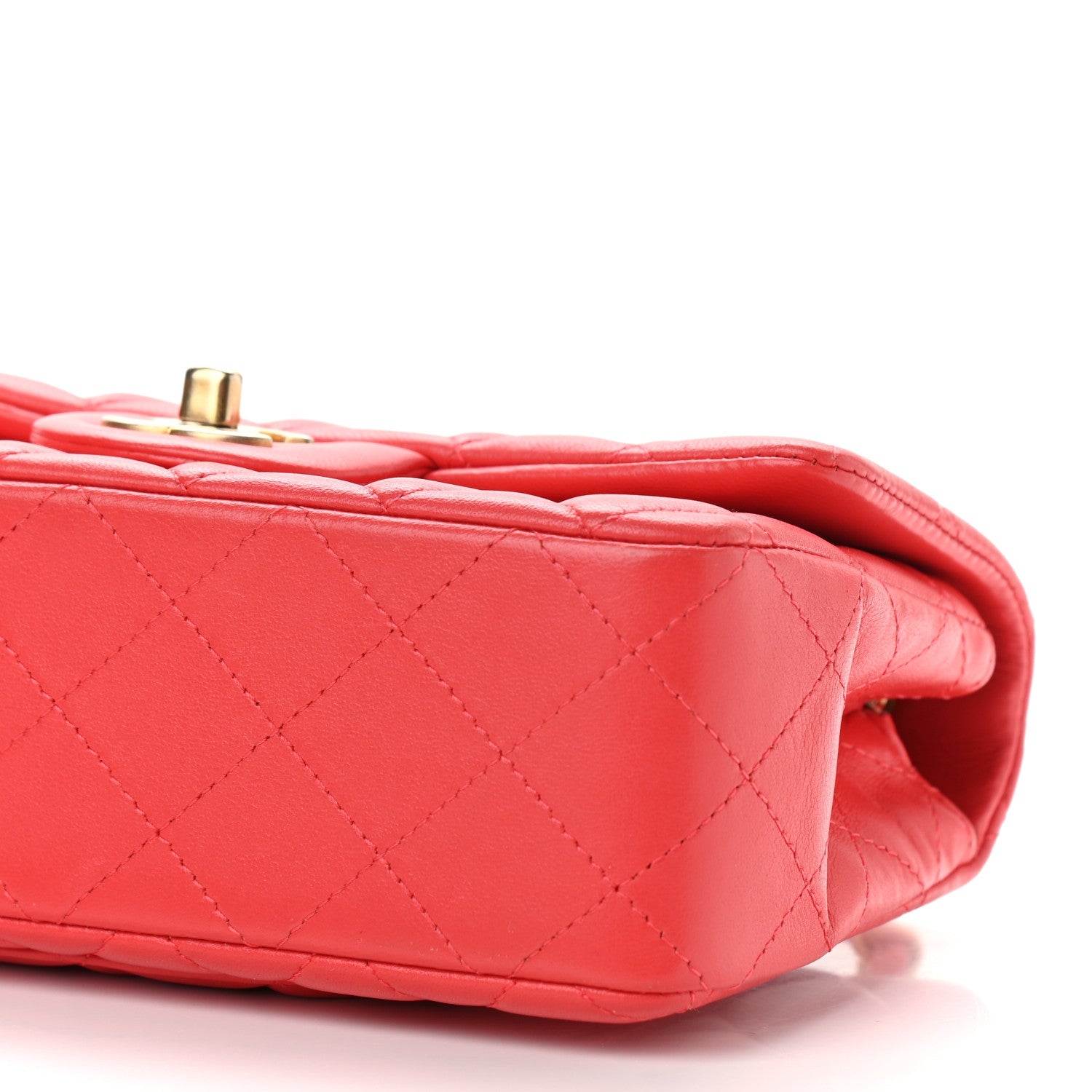 Lambskin Quilted Mini Rectangular Flap Red