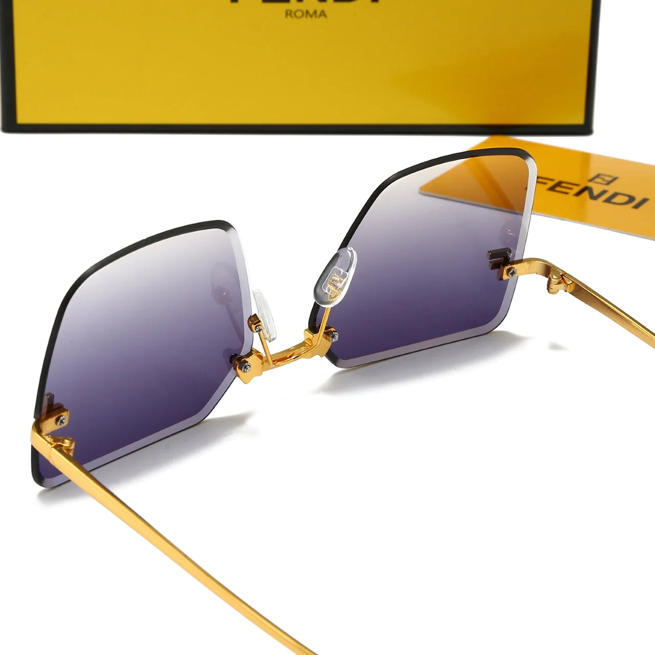 Frameless metal large frame sunglasses