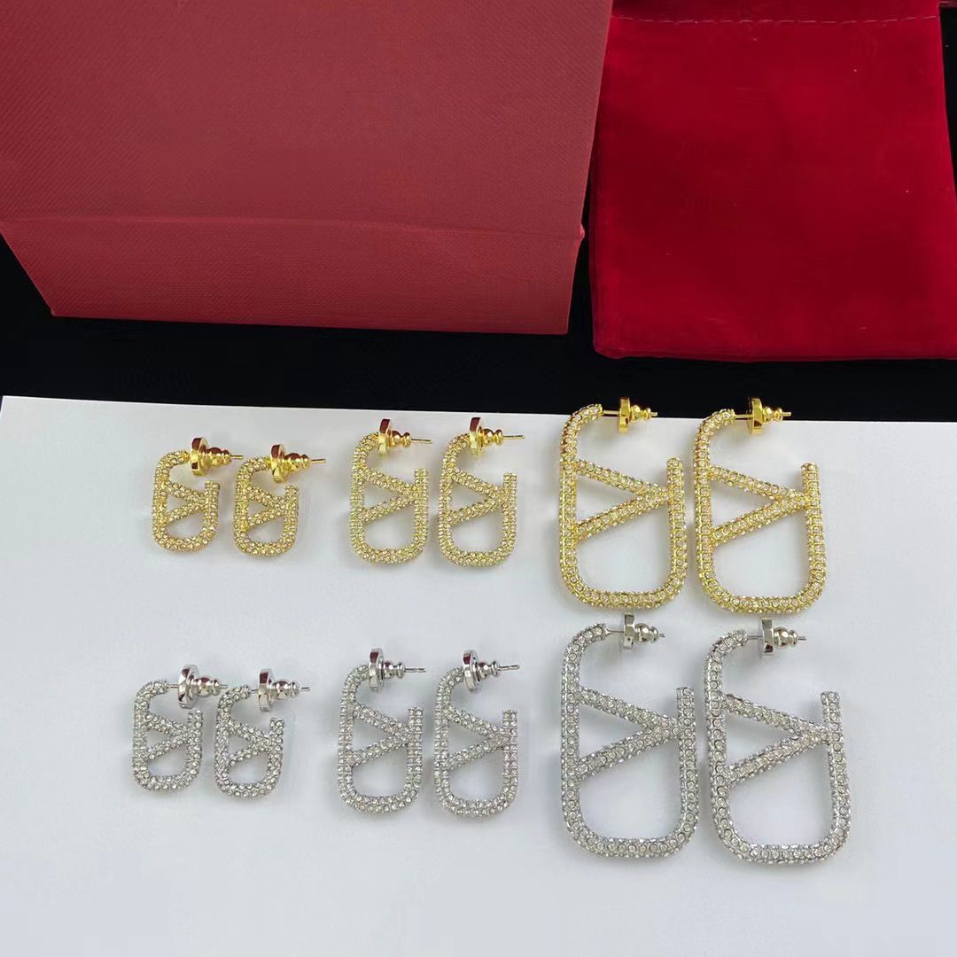 Full Diamond Metal Logo Earrings