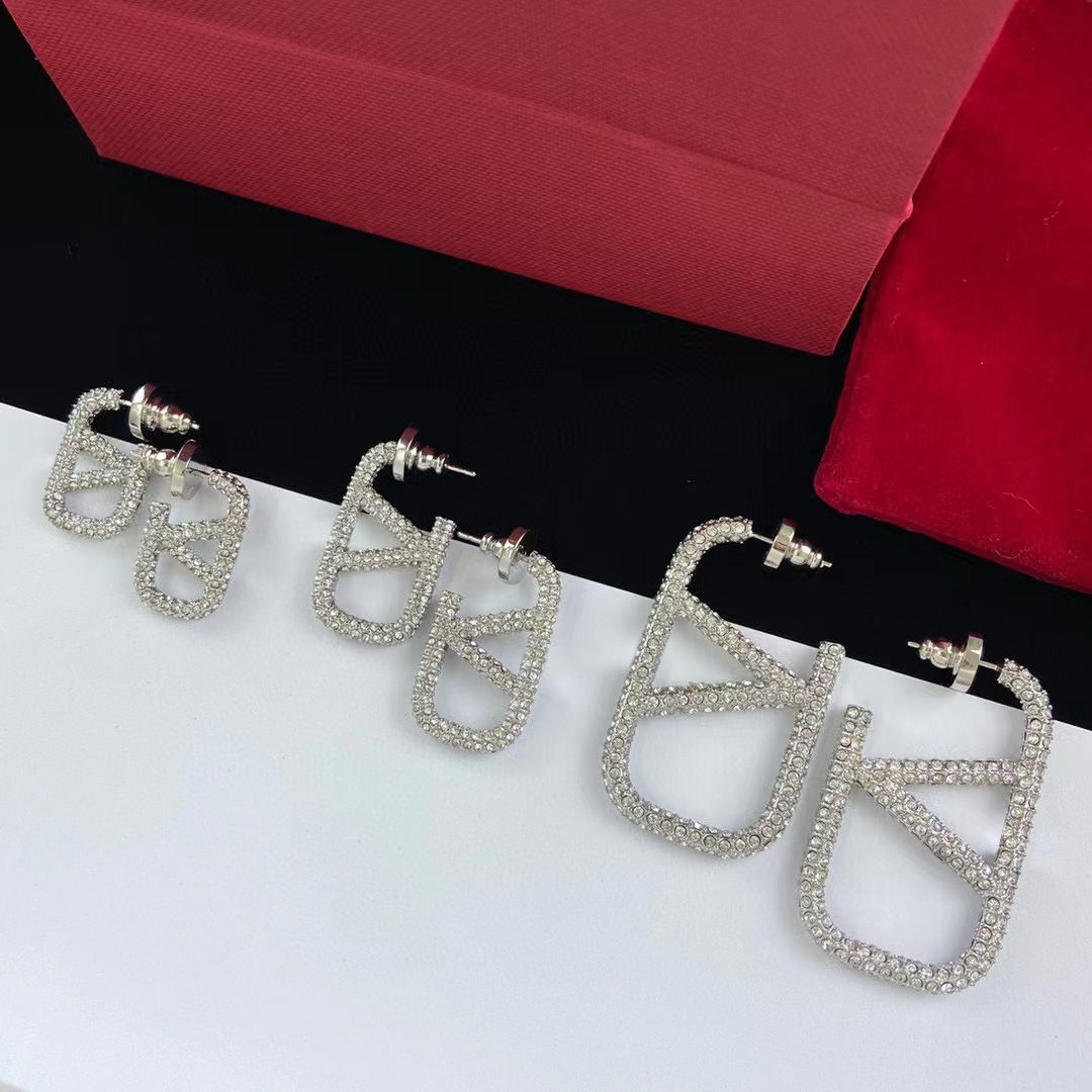 Full Diamond Metal Logo Earrings