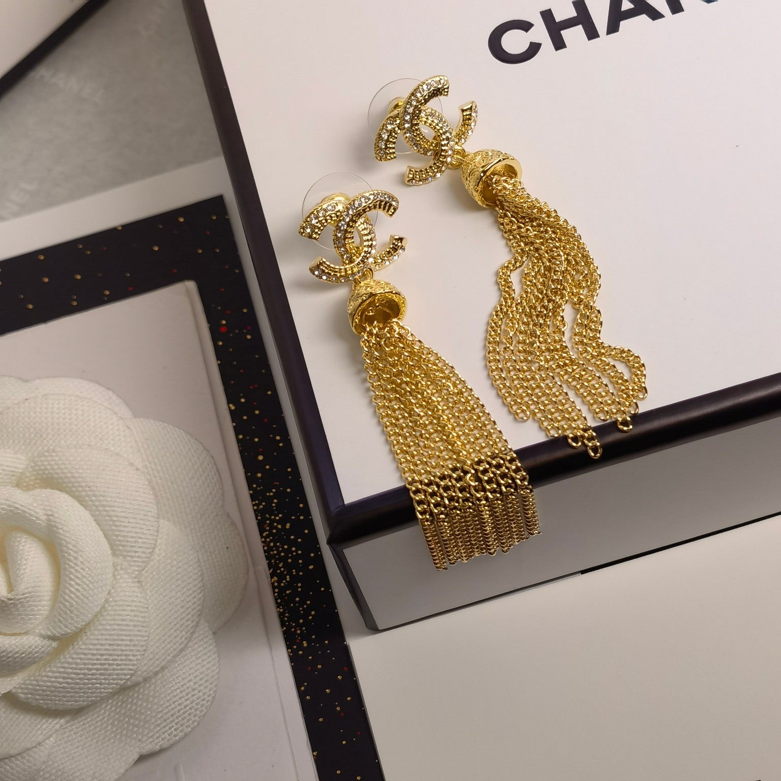 Fashion Sparkling Rhinestone Tassel Earrings