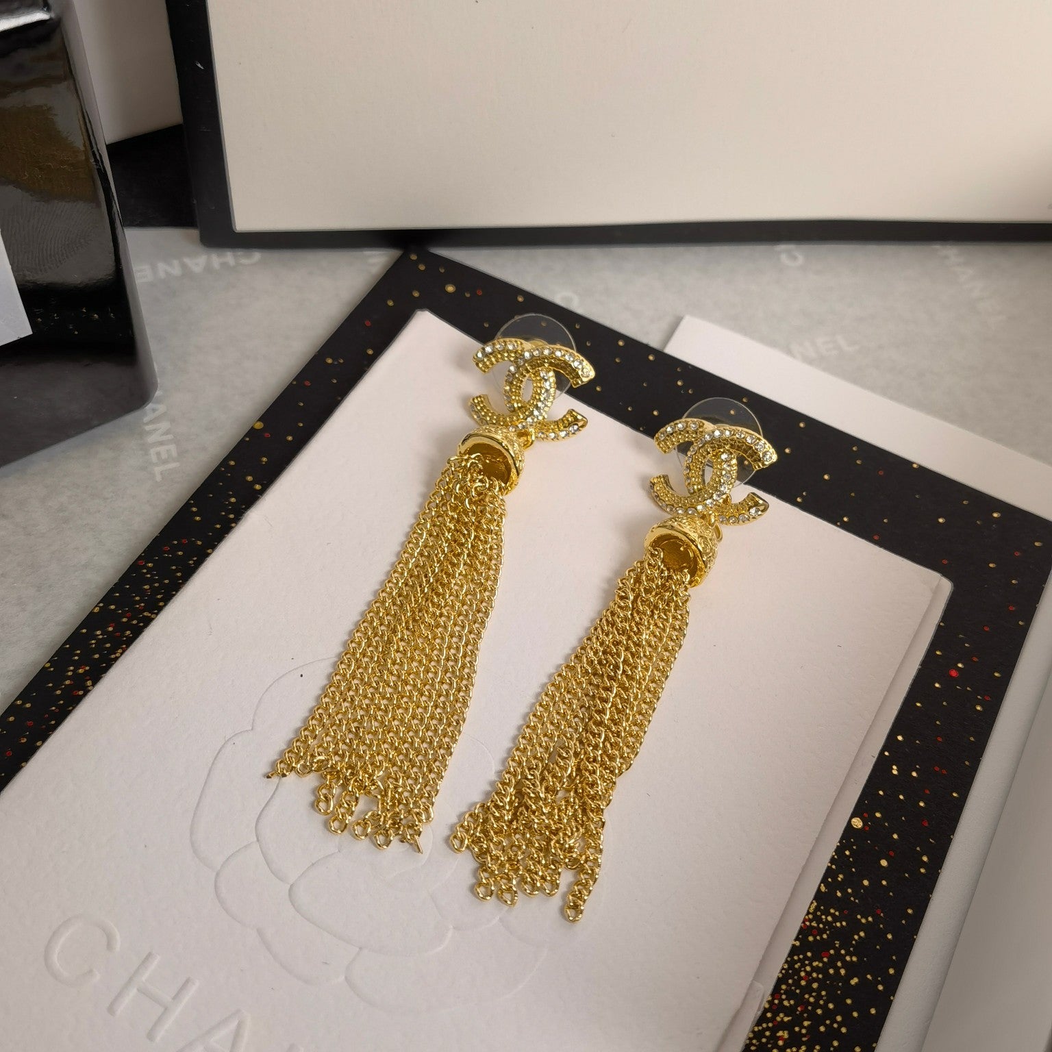 Fashion Sparkling Rhinestone Tassel Earrings