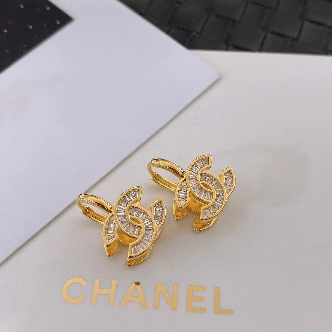 Rhinestone Logo Fashion Earrings