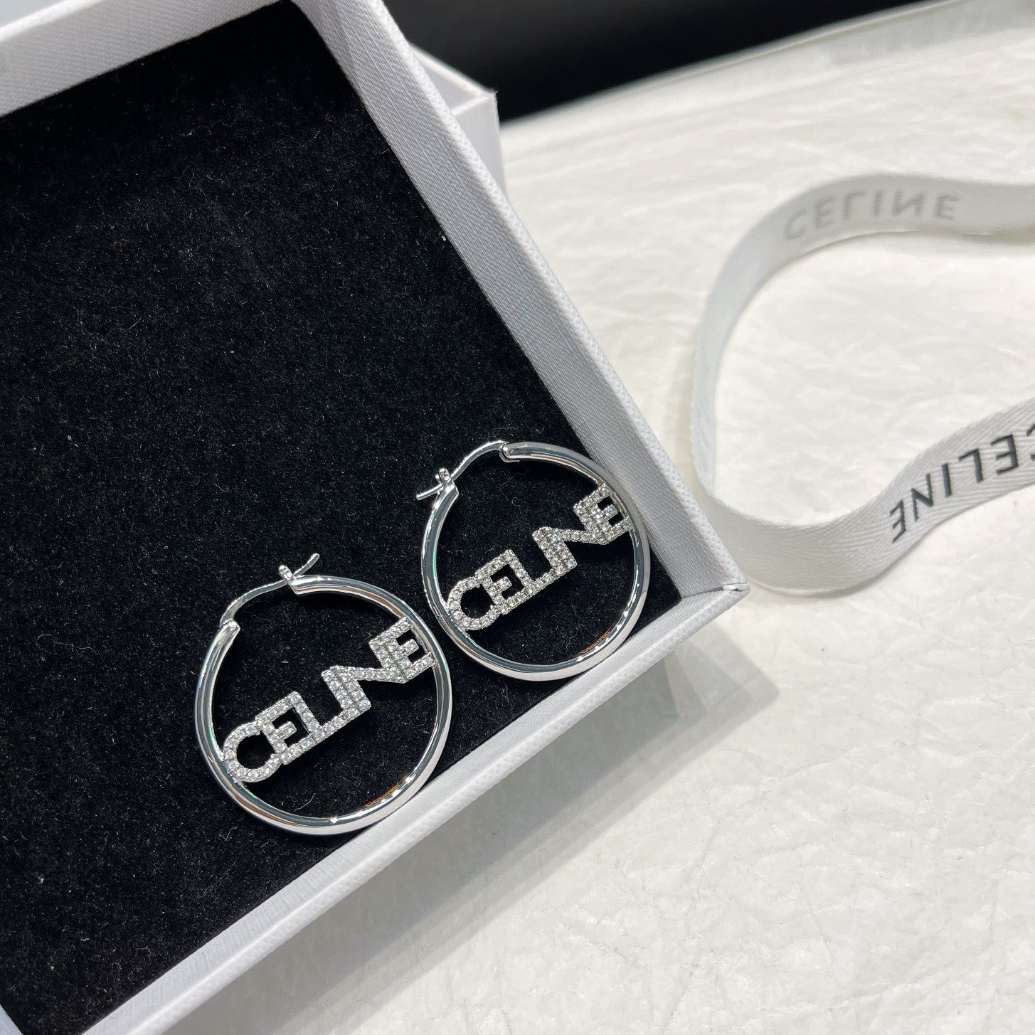 Letters Rhinestone Hoop Earrings