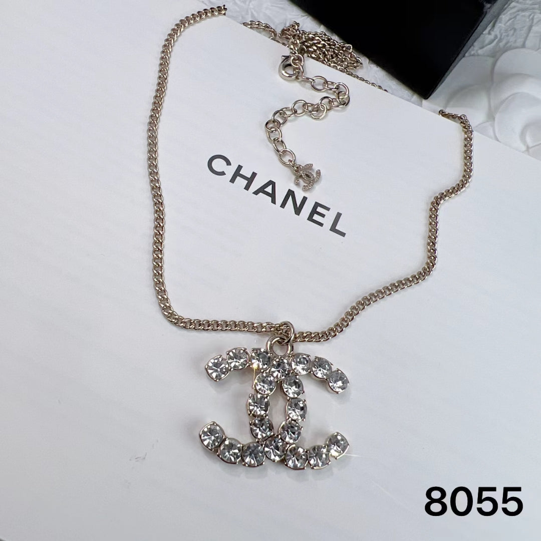 Fashion Crystal Logo Earrings and Necklace