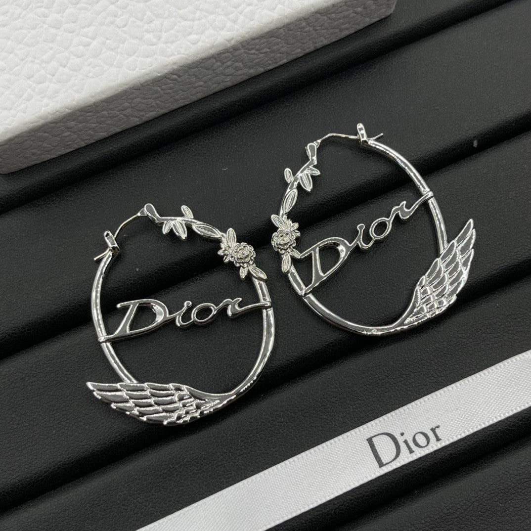 Wings Flowers Letter Earrings