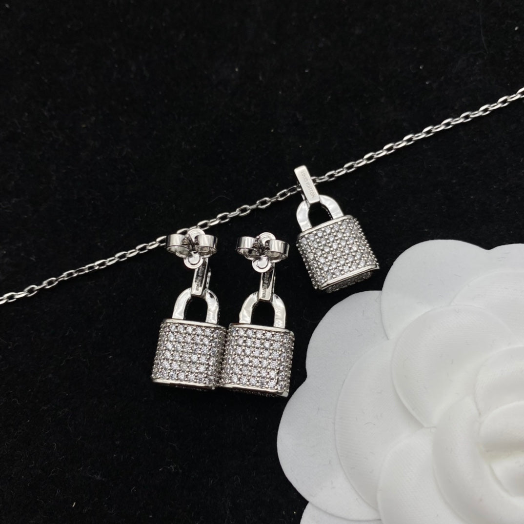 Premium Lock Series Necklace Earrings Set