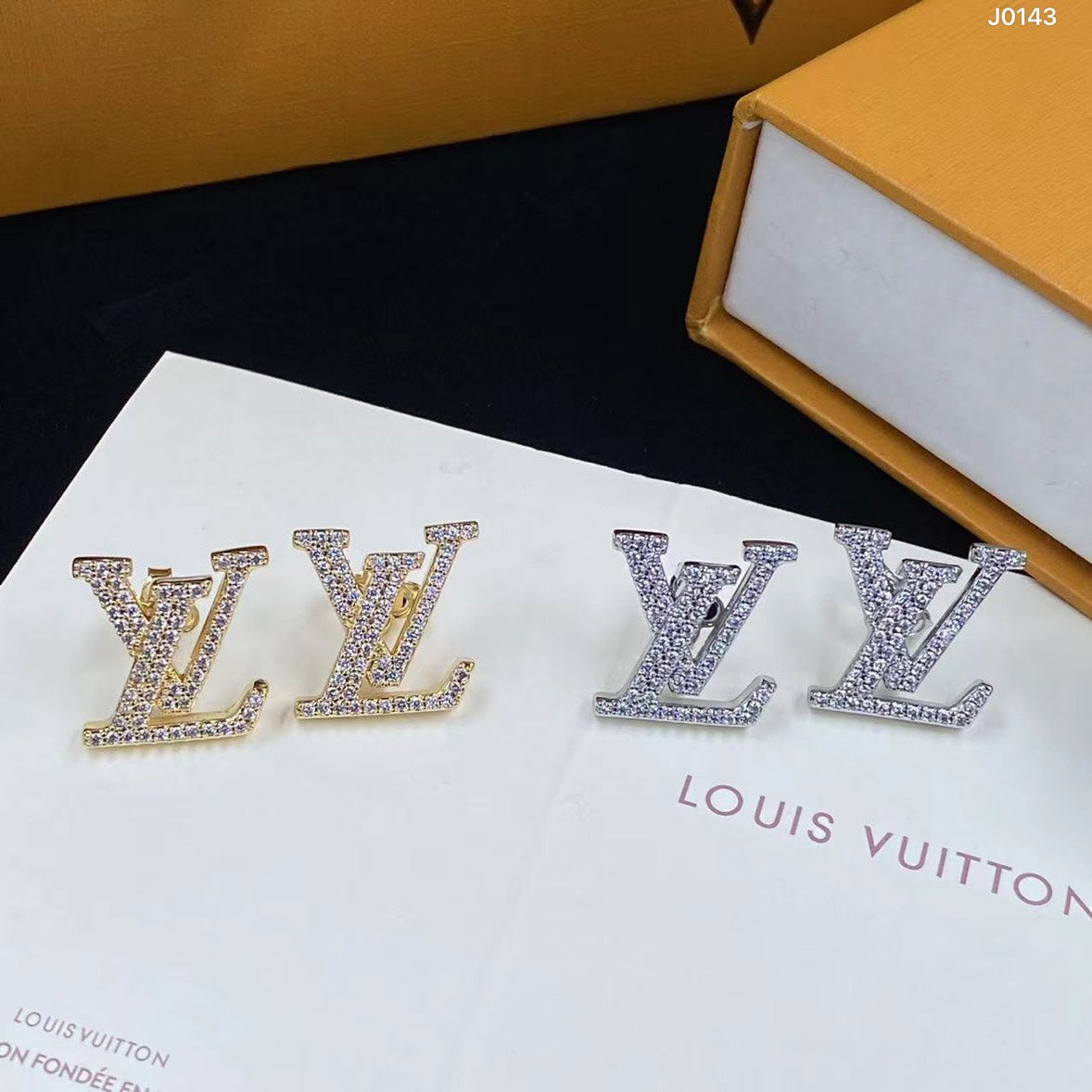 Full Diamond Logo Earrings