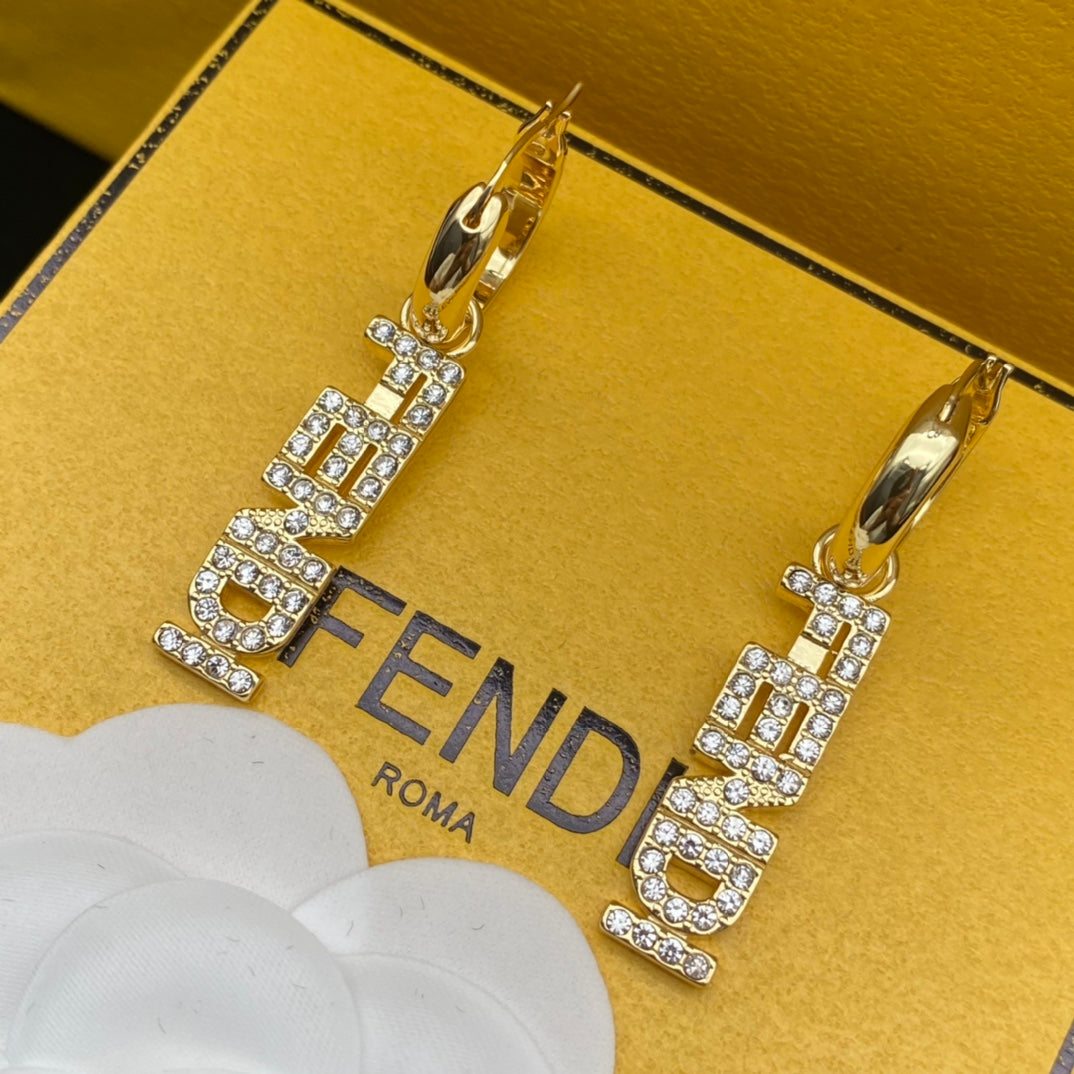 F Full Diamond Logo Earrings