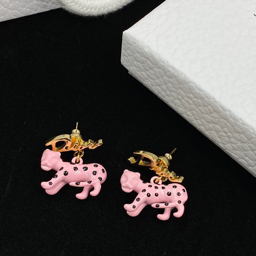 Pink Leopard Stud Earrings