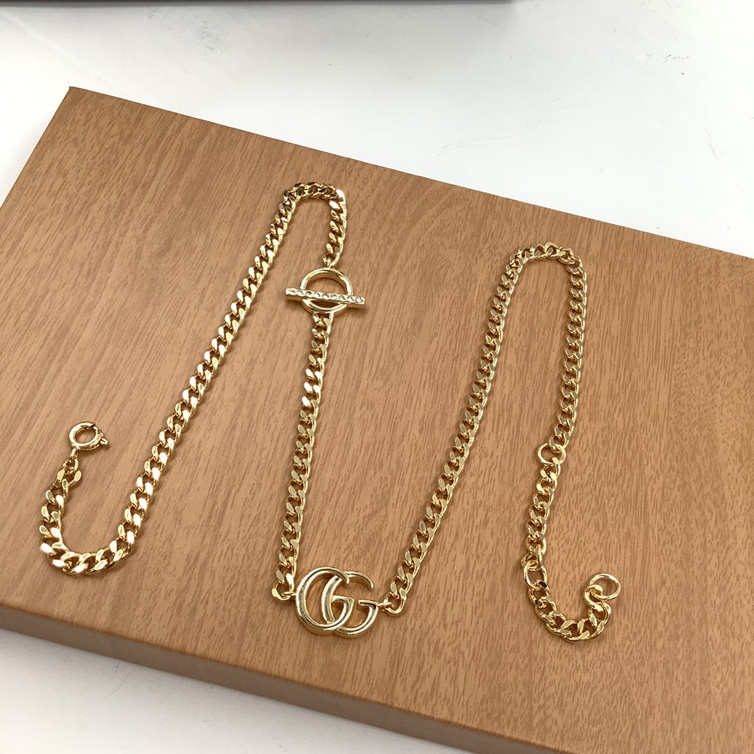 Logo Letter Chain Bracelet Necklace Set