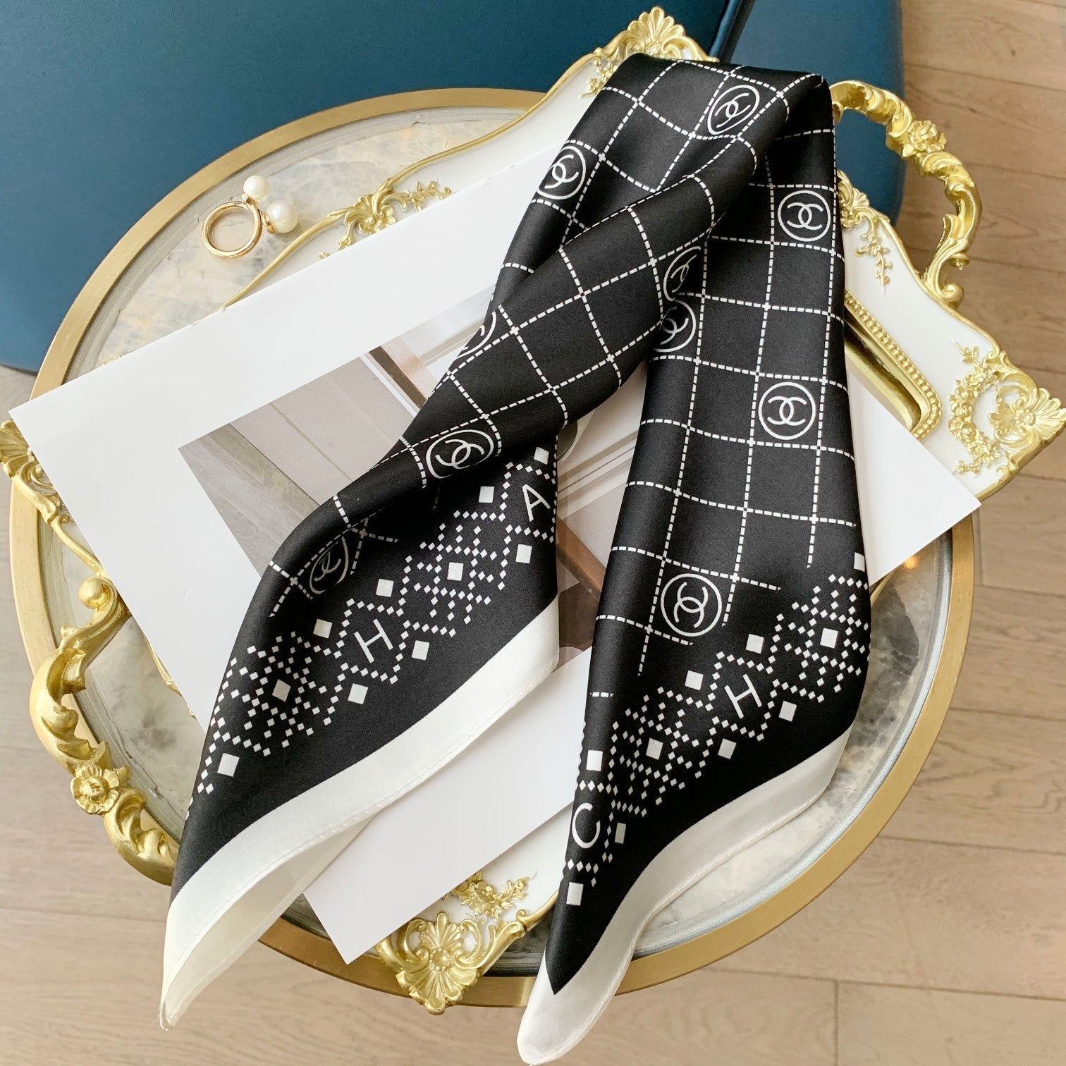 Elegant Rhombus Square Silk Scarf