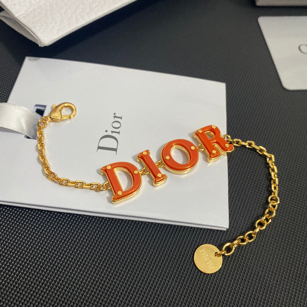 Orange Letter Adjustable Bracelet