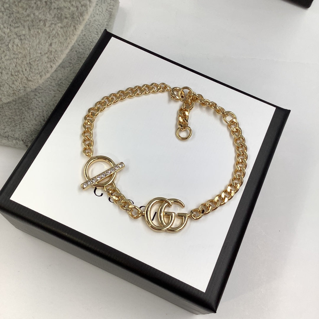 Logo Letter Chain Bracelet Necklace Set