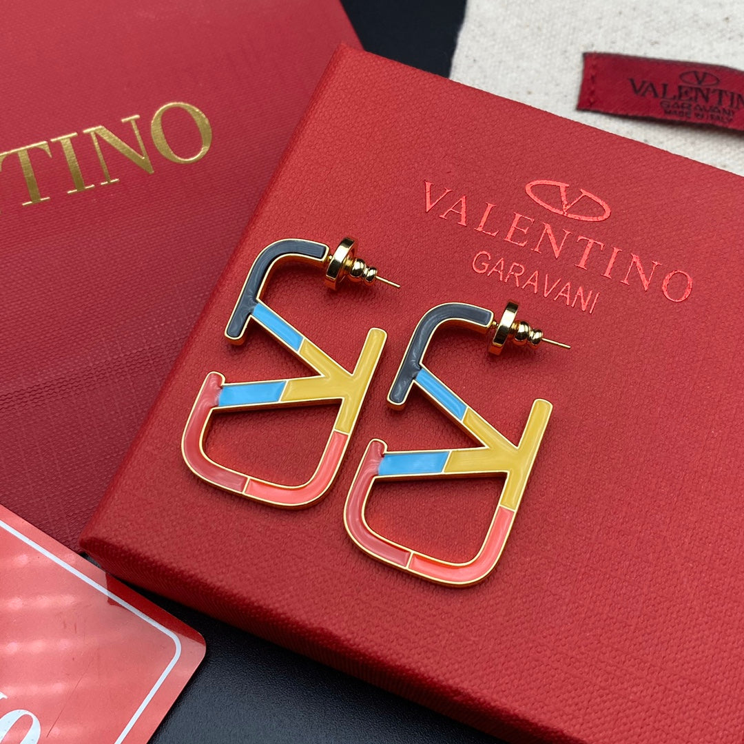 Colorblock Enamel Monogram Earrings