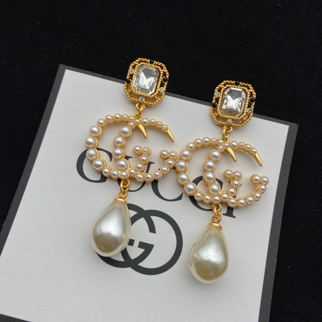 Vintage Pearl Long Earrings