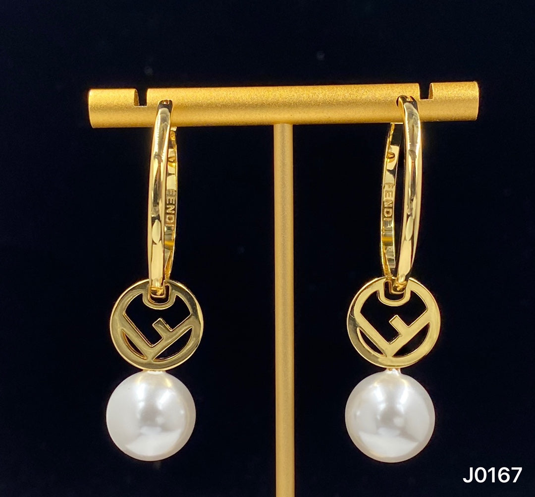 F Letter Pearl Large Hoop Earrings