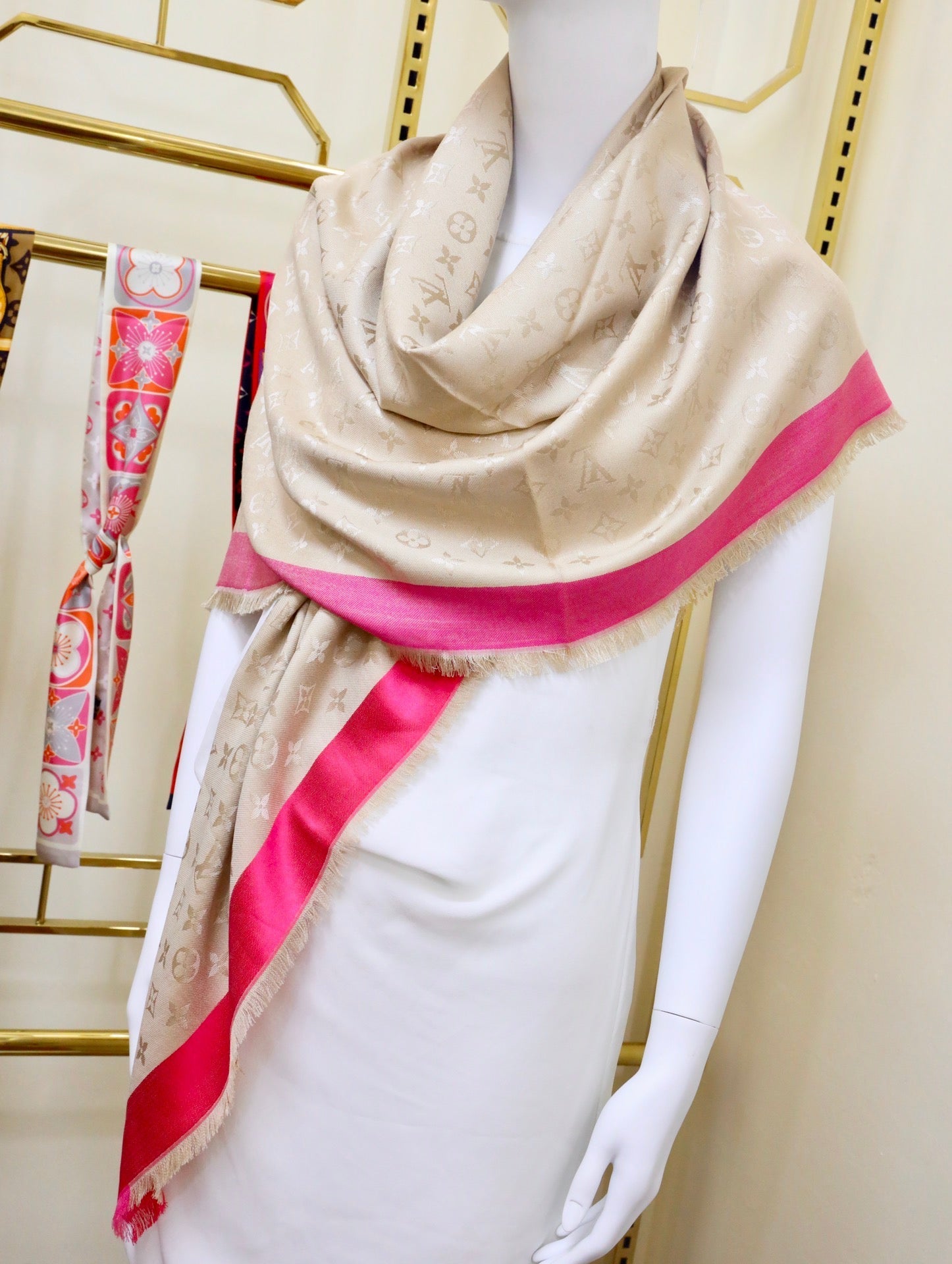 Embossed Silk Wool Square Scarf