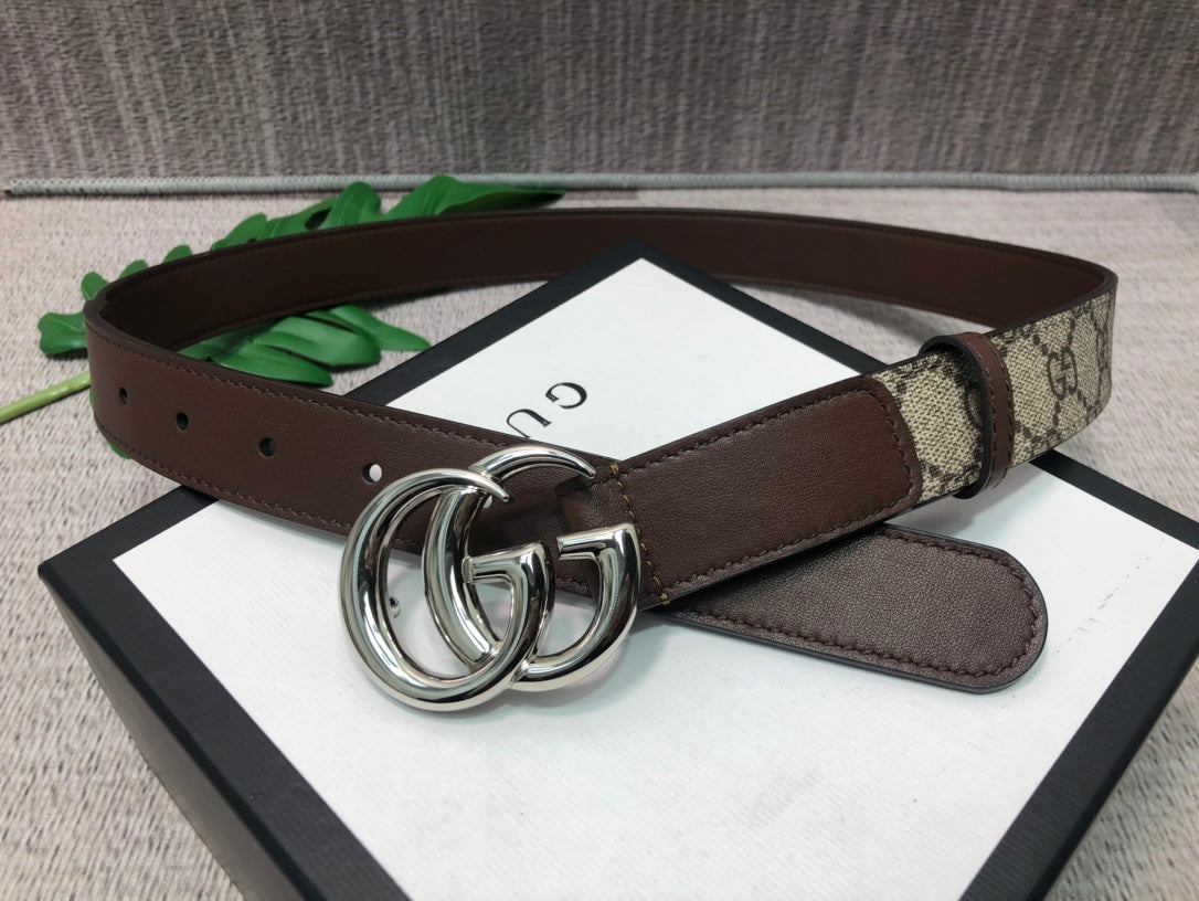 Imported top-grain cowhide belt with tail surface, lined with top-grain calfskin bottom, width 3.0cm