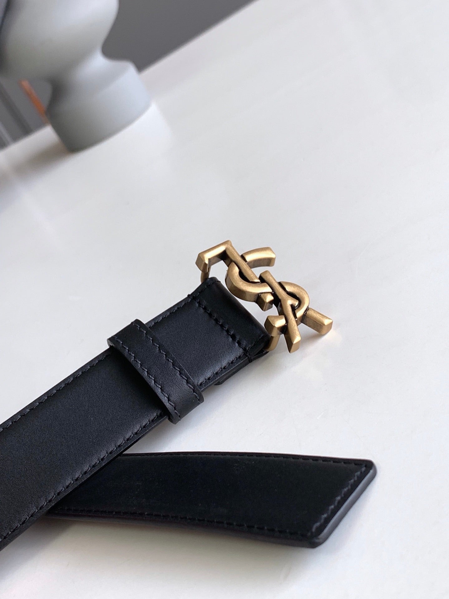 Italian imported plain calfskin vintage gold buckle belt 3.0cm