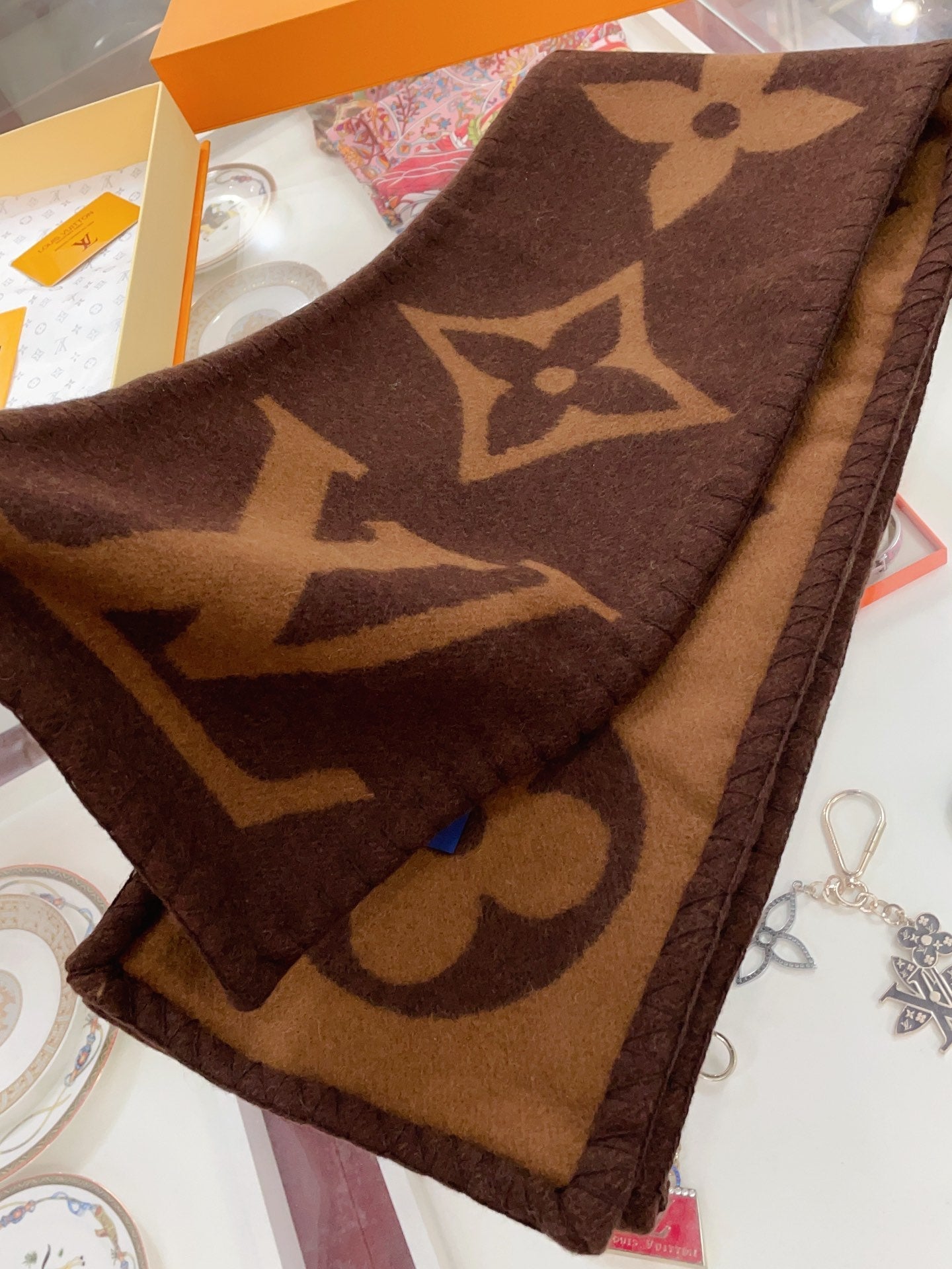 Cashmere Embossed Long Scarf