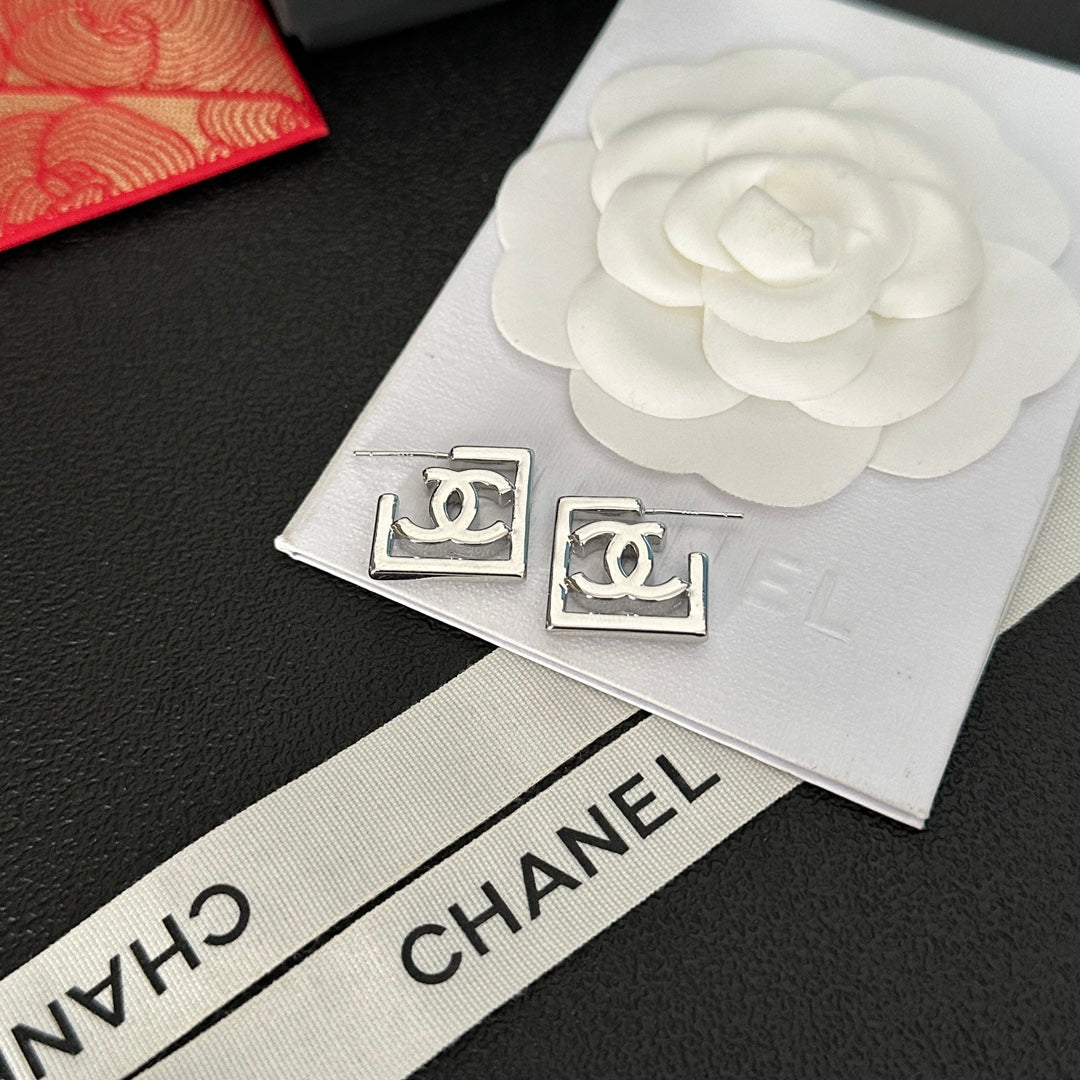 Square Hollow Logo Earrings