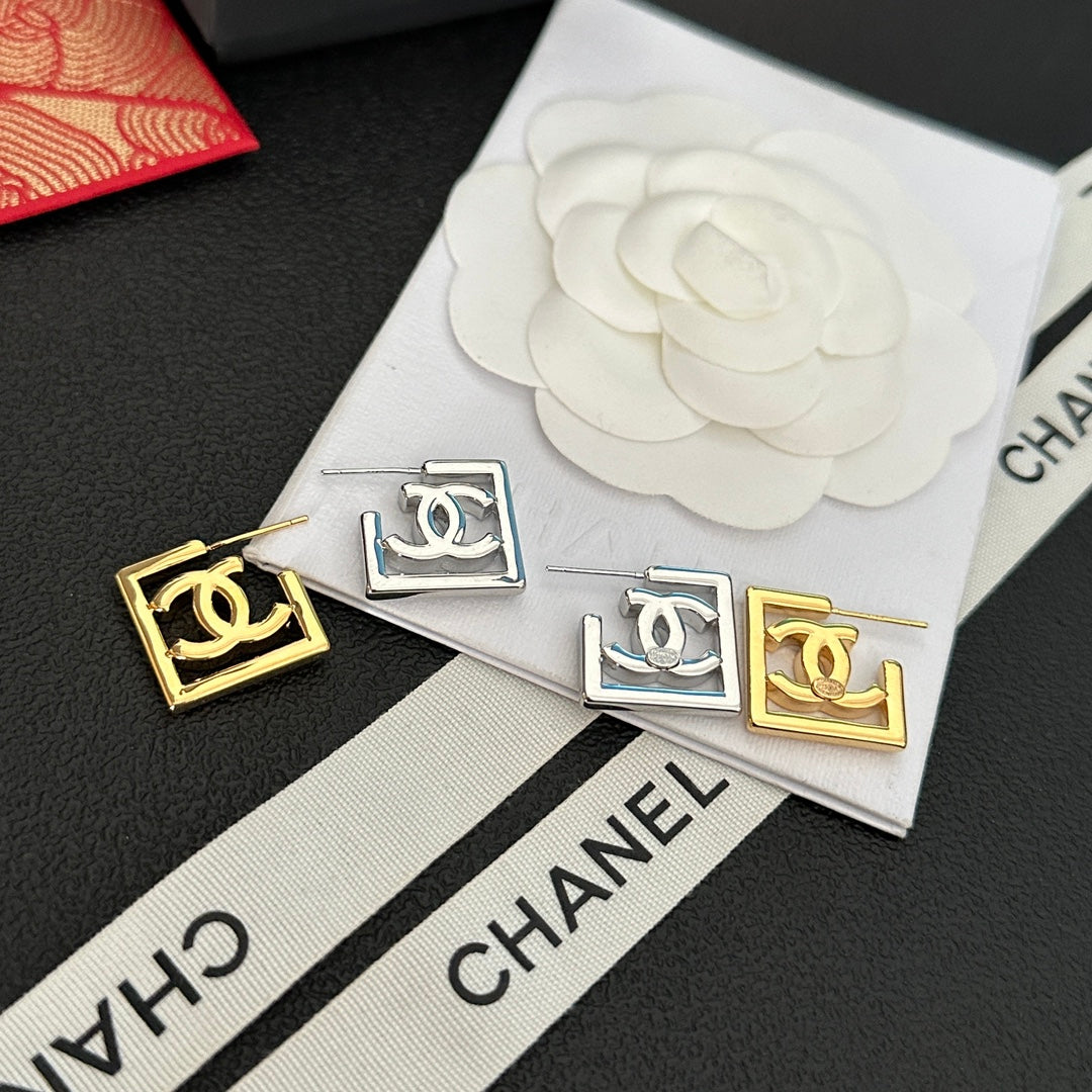 Square Hollow Logo Earrings