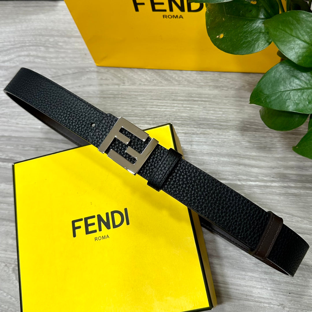 Double-sided top layer cowhide belt with classic FF pure copper buckle, width 3.0CM