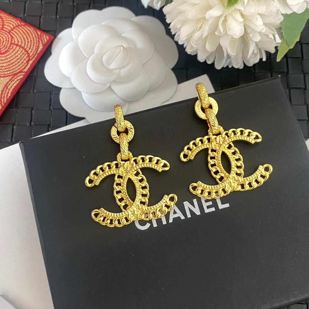 Large Logo Golden Earrings