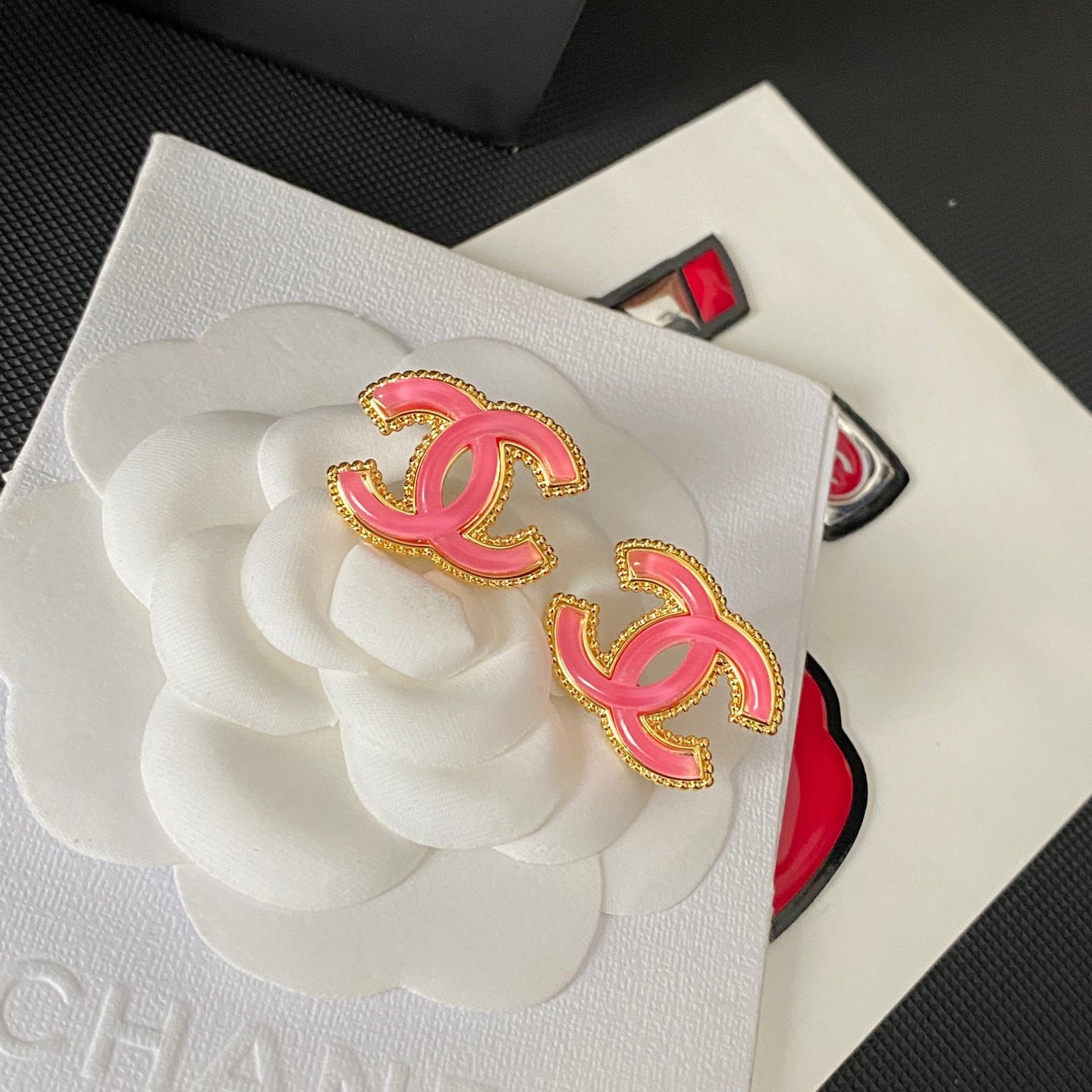 Retro Fashion Pink Logo earrings