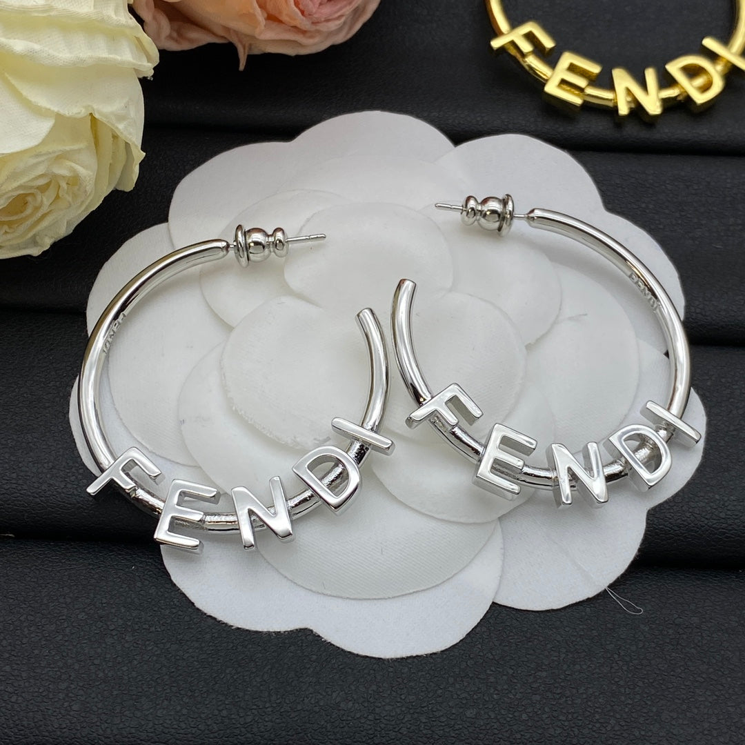 Fashion Letters Metal Hoop Earrings