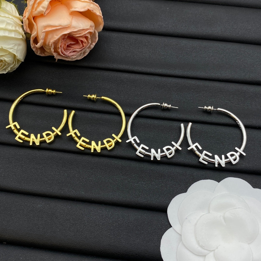 Fashion Letters Metal Hoop Earrings