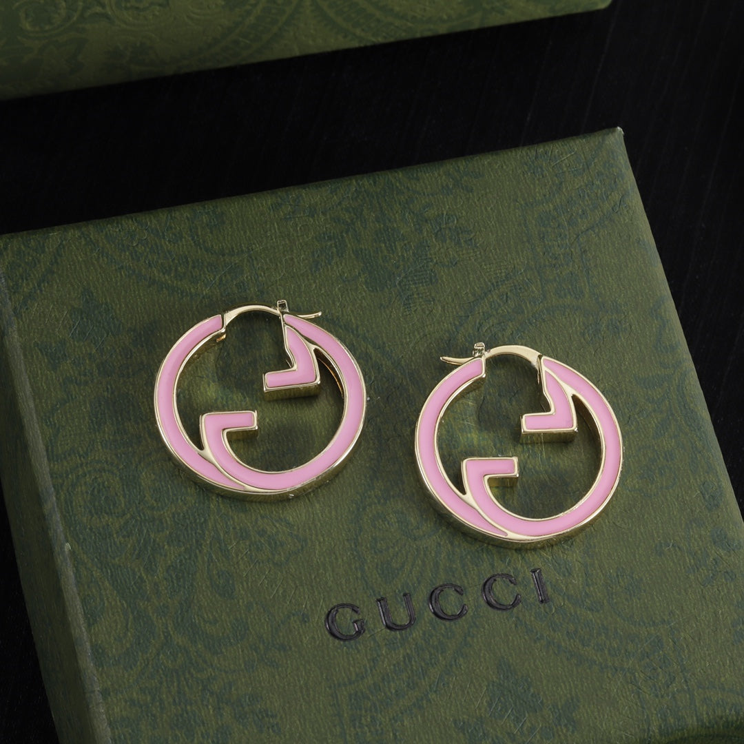 Enamel Cut-out Round Hoop Earrings