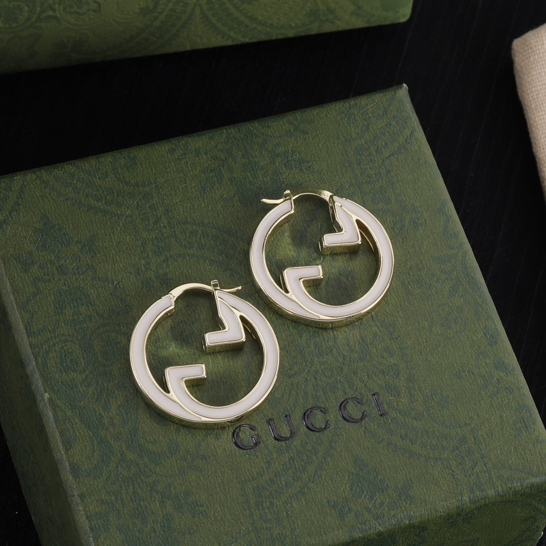 Enamel Cut-out Round Hoop Earrings