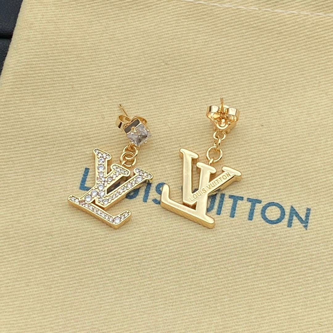 Diamond Logo Pendant Crystal Earrings