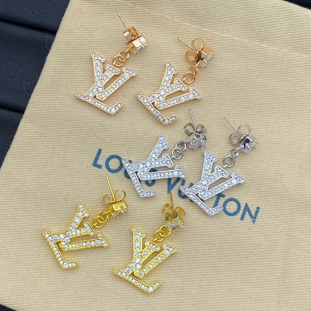 Diamond Logo Pendant Crystal Earrings