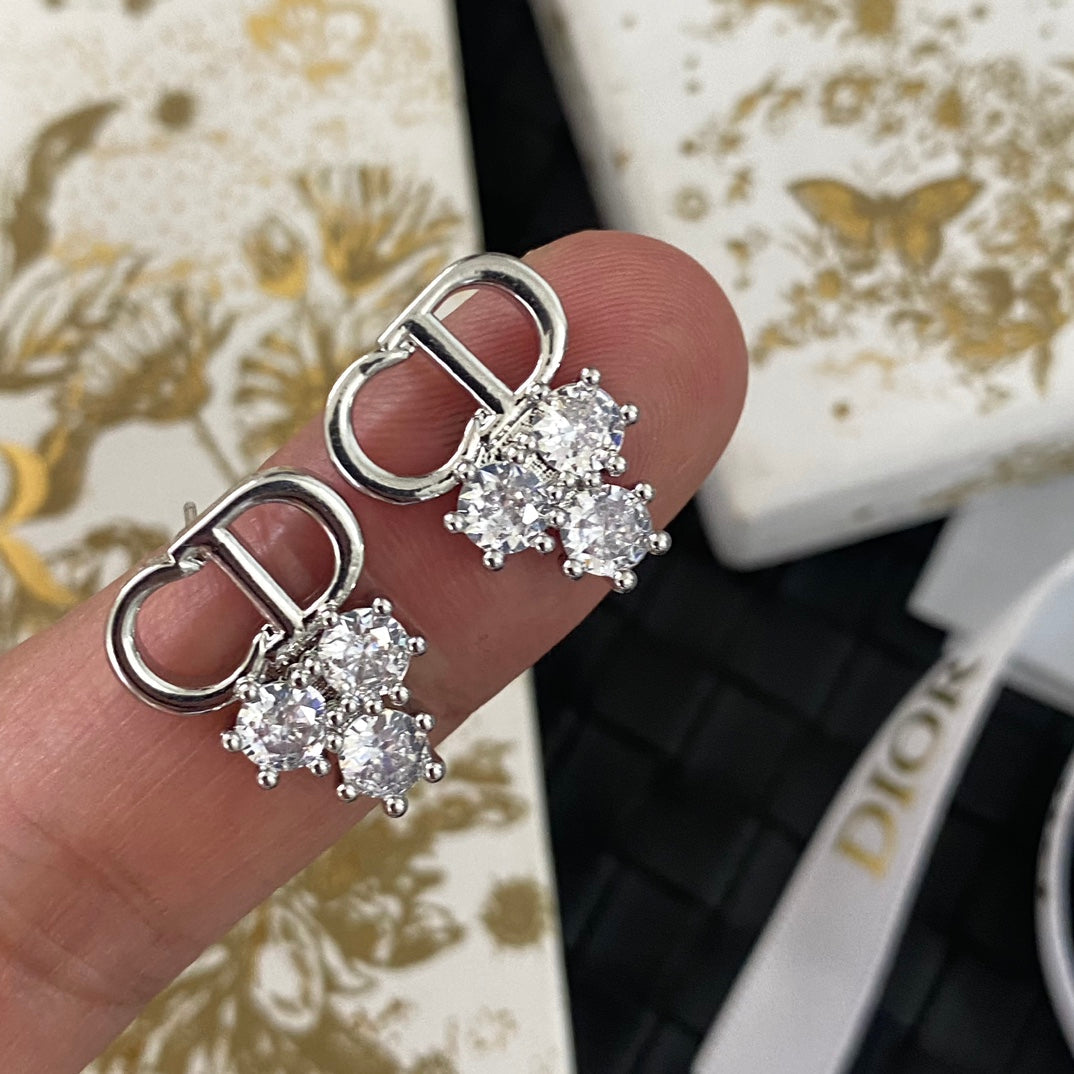 Fashion Mini Letter Crystal Earrings