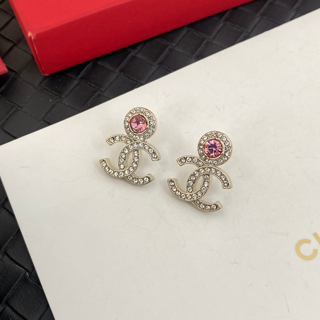 Pink Rhinestone Earrings