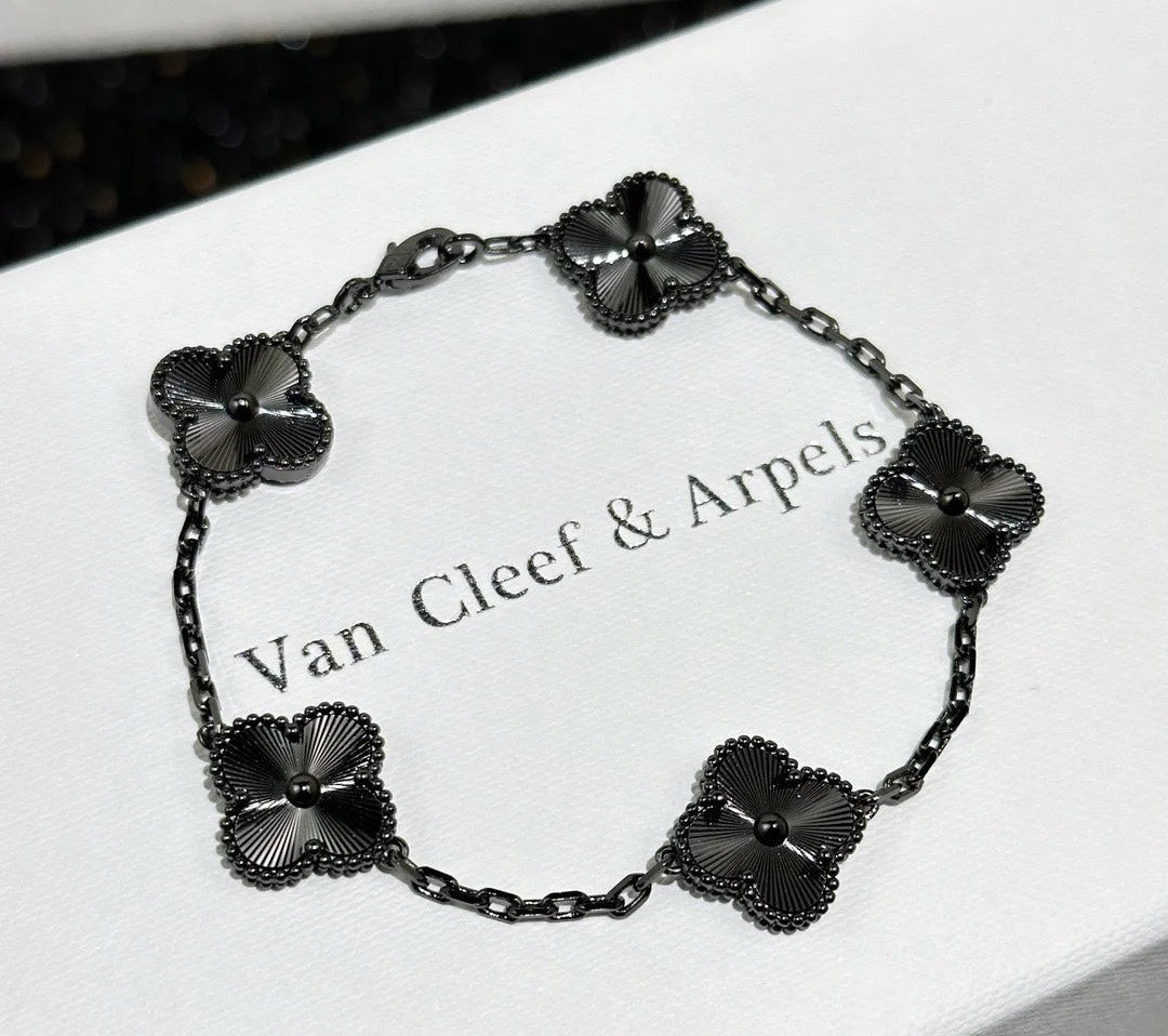 Black Four-Leaf Clover Bracelet