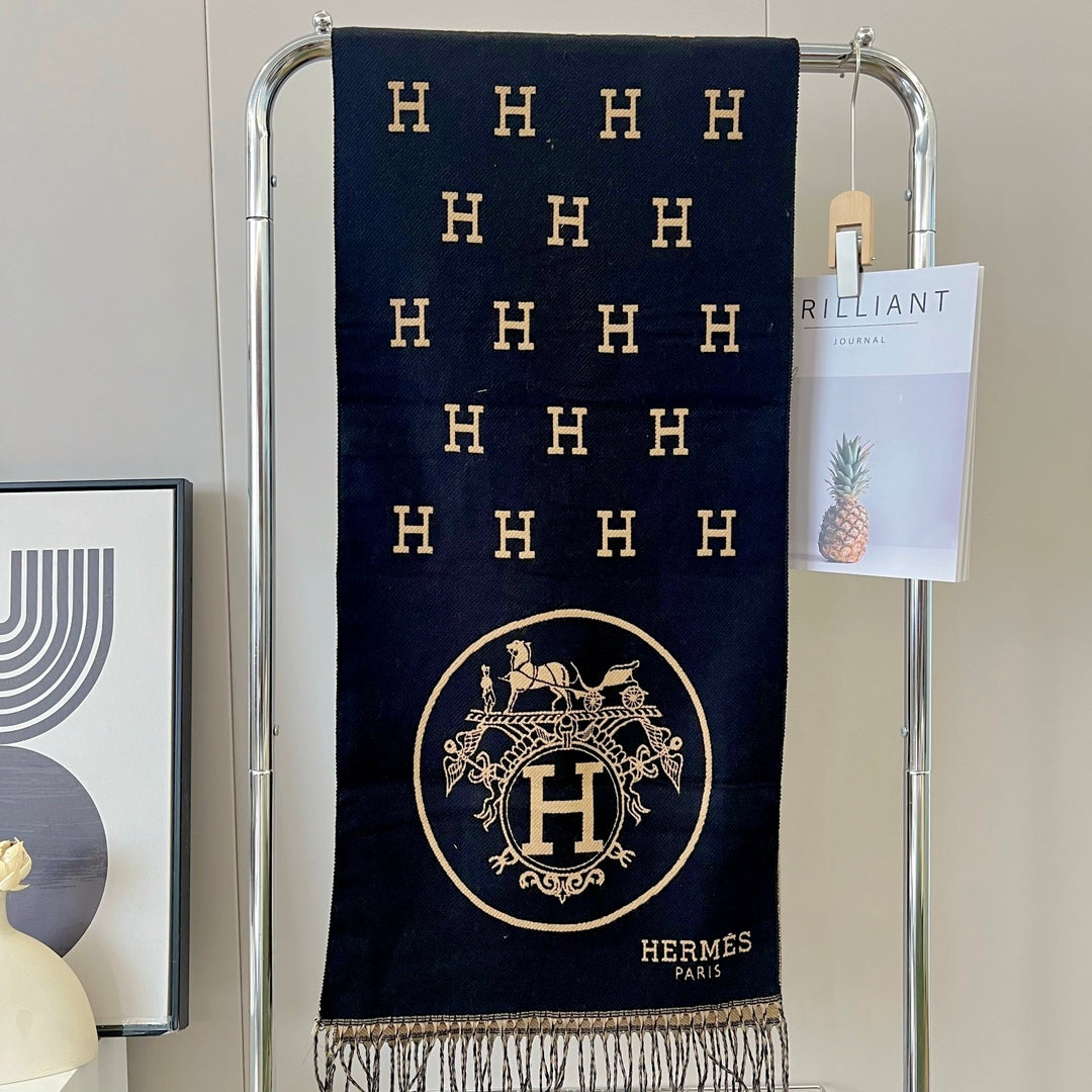 H Carriage Embossed Cashmere Scarf