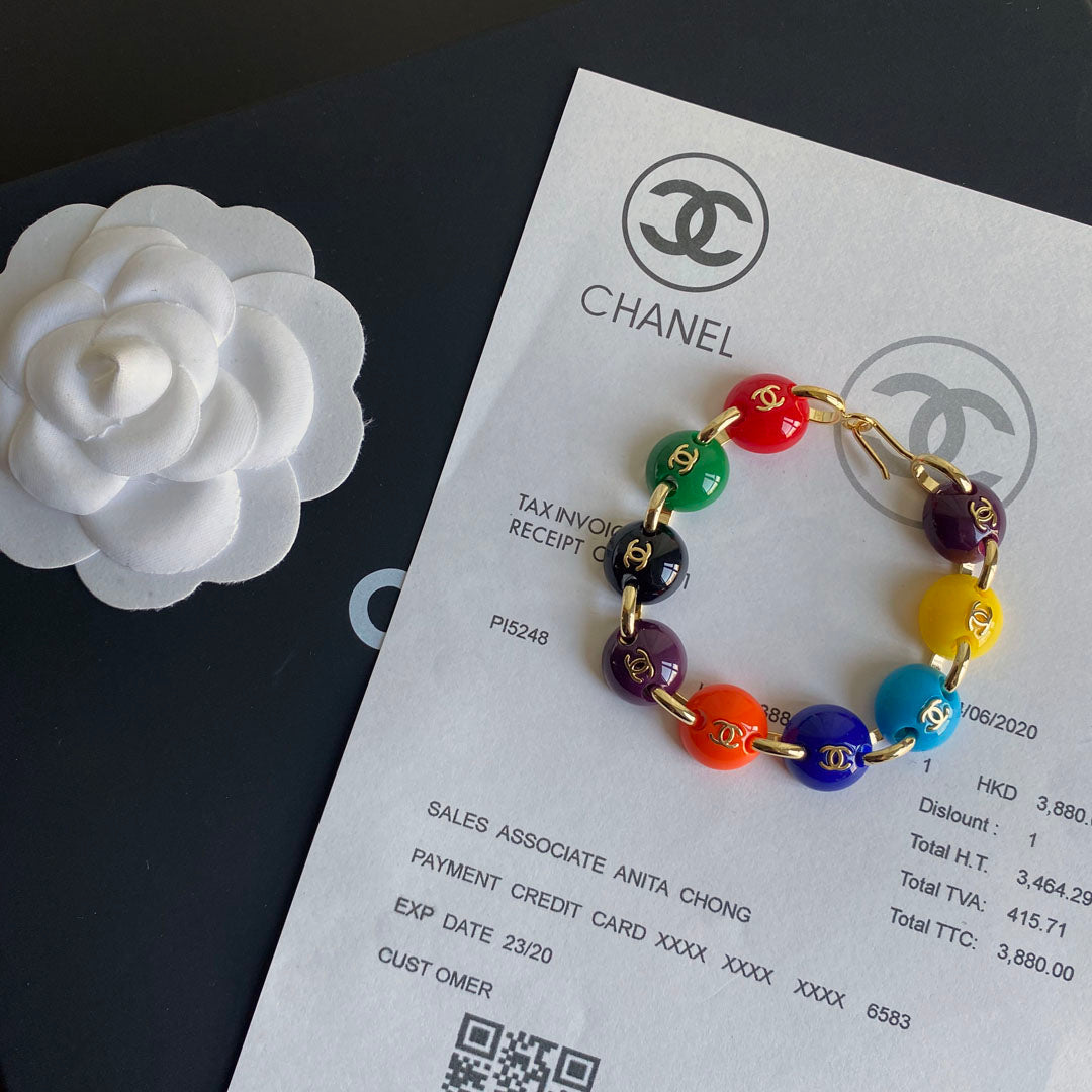 New Double C Colorful Beads Stitching Bean Bracelet